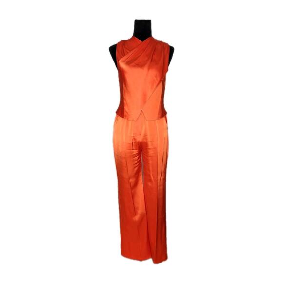 Nanushka Difya Satin Draped Crisscross Top & Millo Pleated Satin Pants S/XXS - Picture 2 of 7